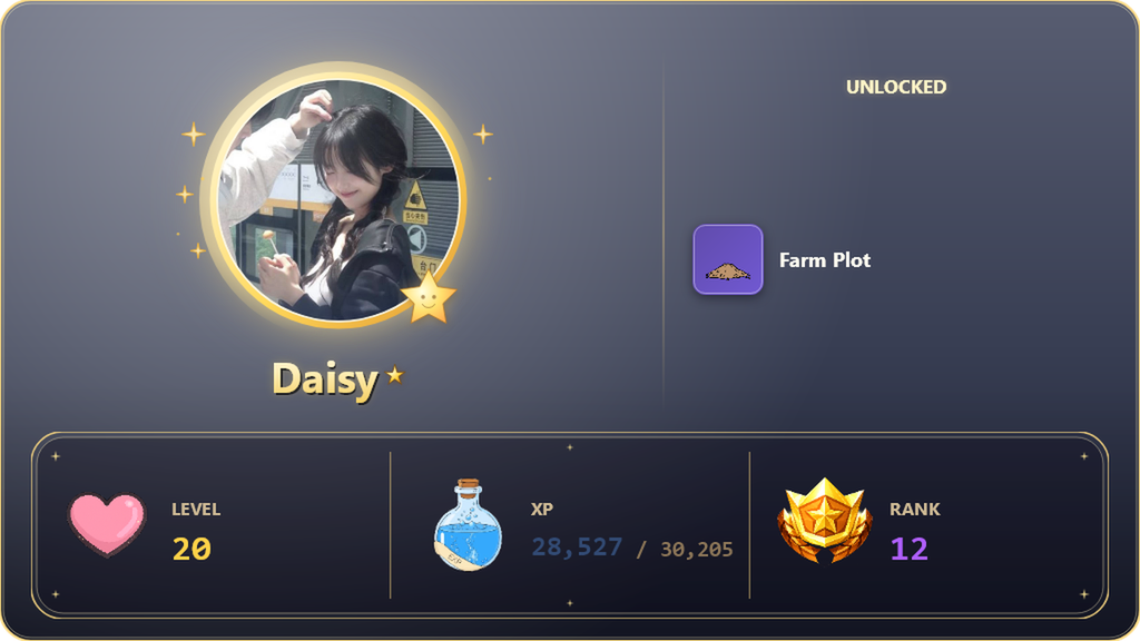 Daisy's farm plot unlock card